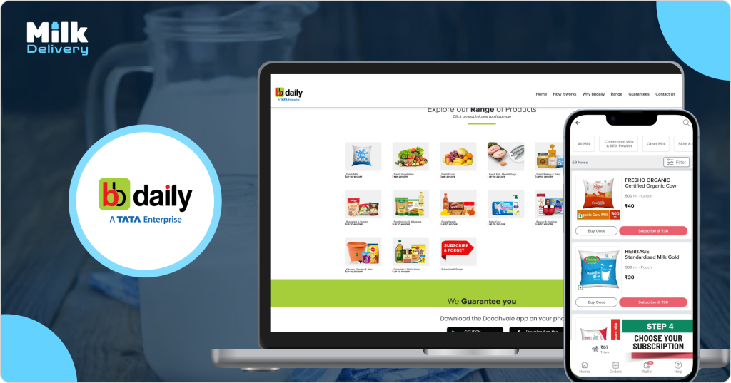 bb daily Online Milk & Grocery app