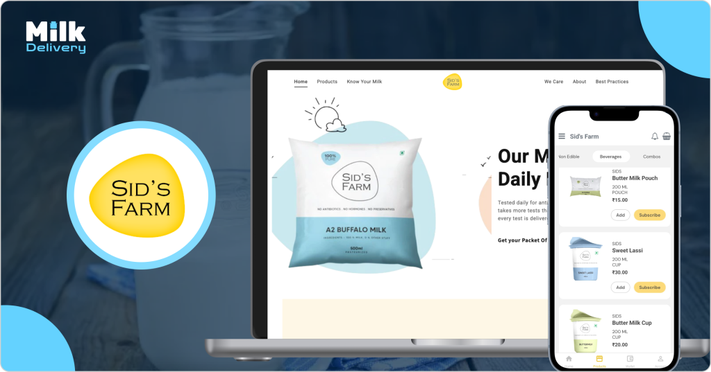 sid's farm – pure tested milk delivery app